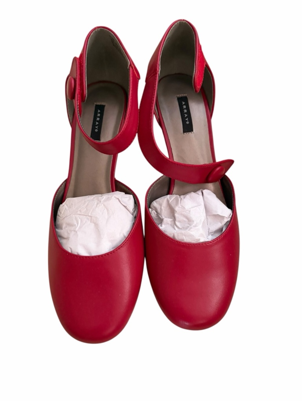 Array Red Mary Jane Ankle-Strap Kitten Heels